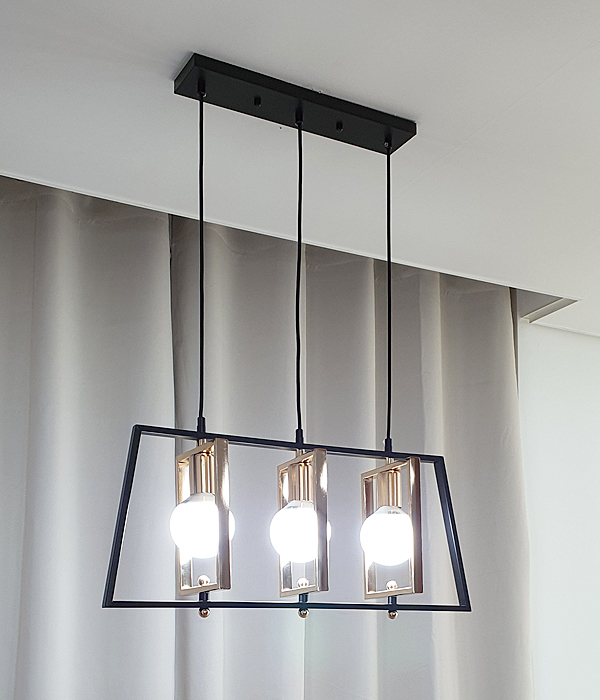 폴딩 3등 펜던트 주방식탁조명 식탁등 (골드)